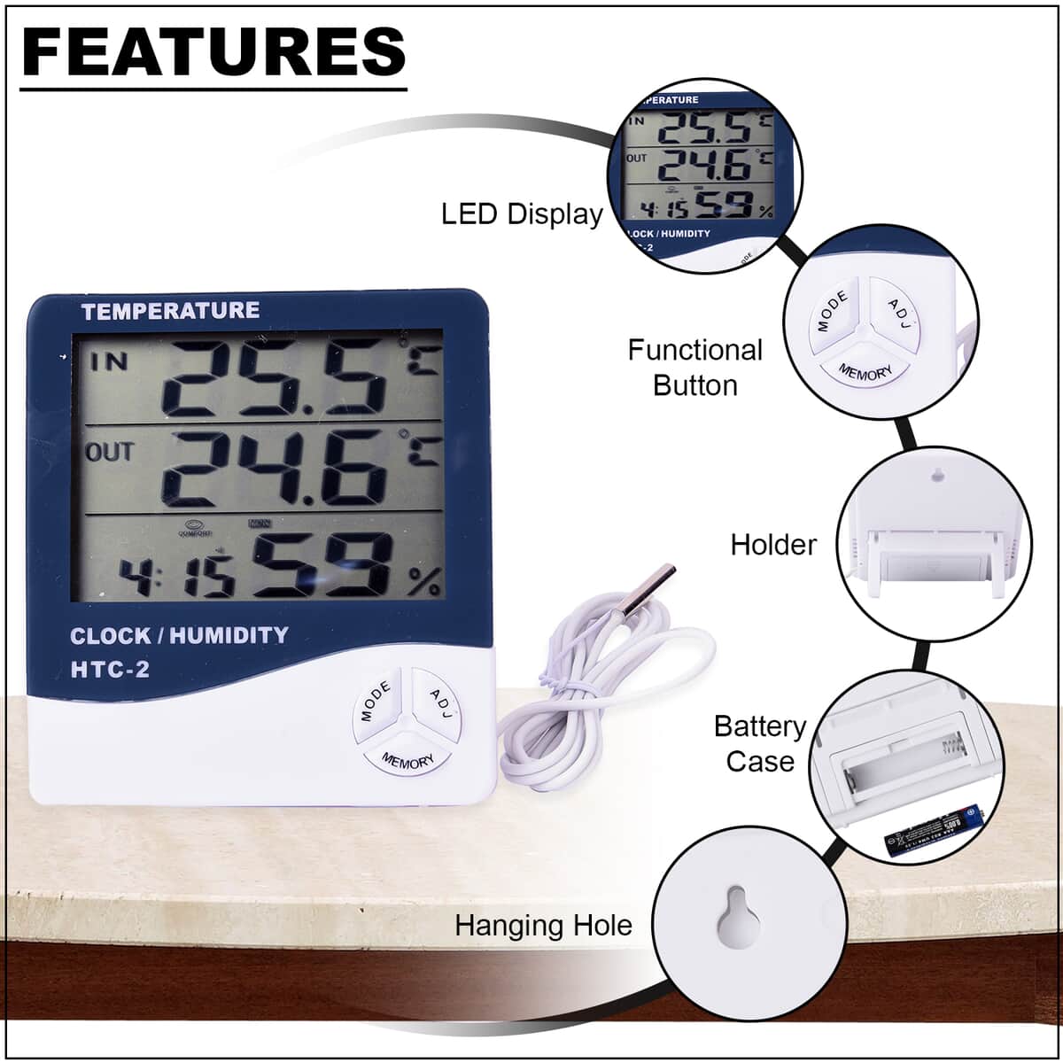 Homesmart Thermometer and Clock image number 2