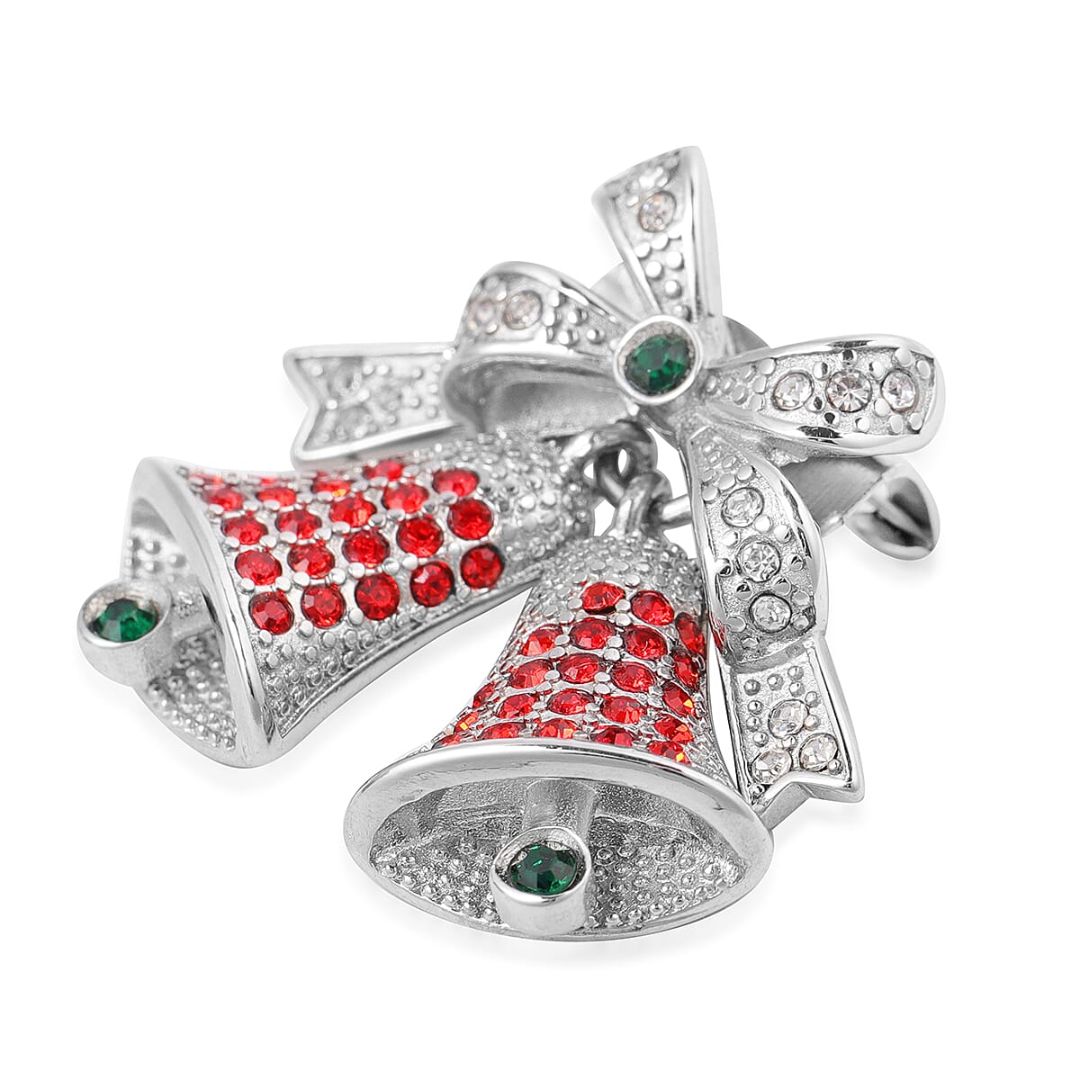 Multi Color Austrian Crystal Bell Brooch in Stainless Steel image number 1