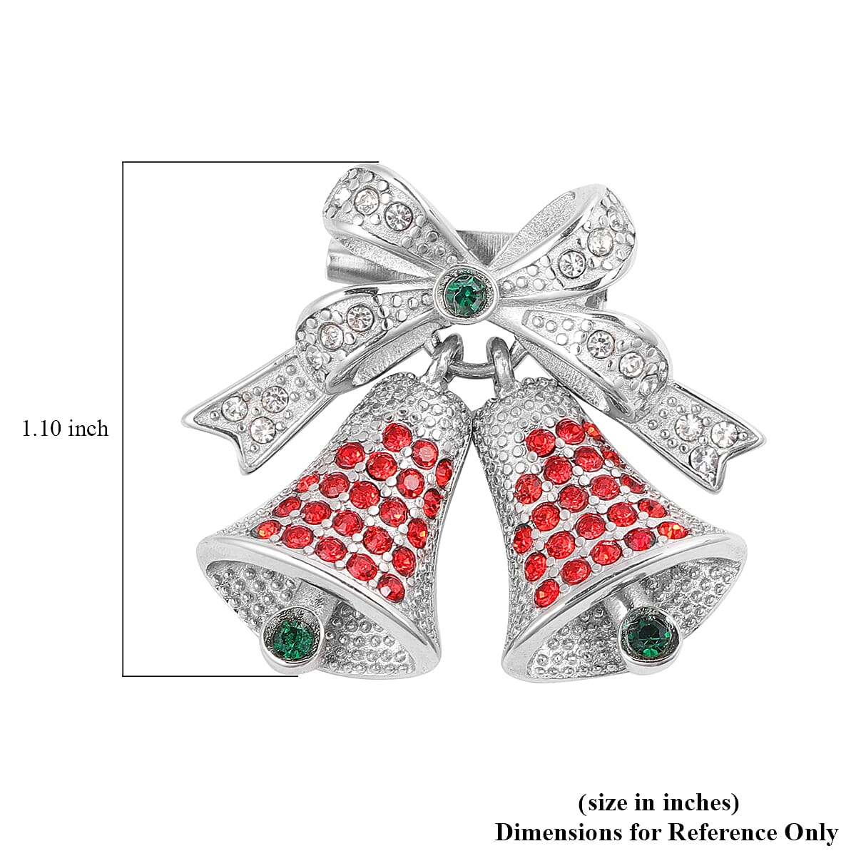 Multi Color Austrian Crystal Bell Brooch in Stainless Steel image number 3