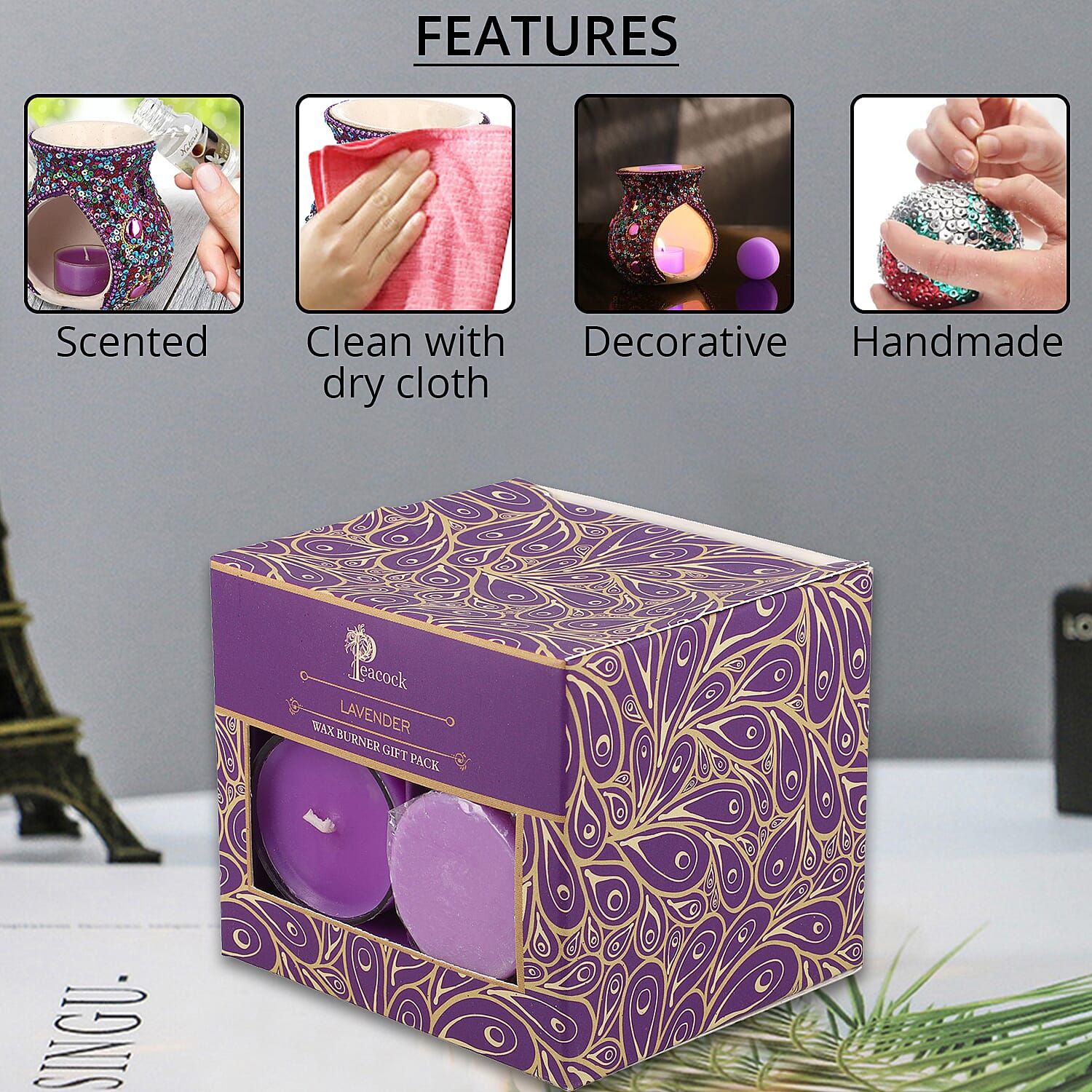 Peacock 3pc Wax Burner Gift Pack -Lavender