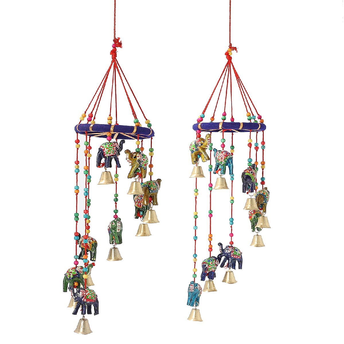 Handmade Multi Color Elephant Wind Chimes