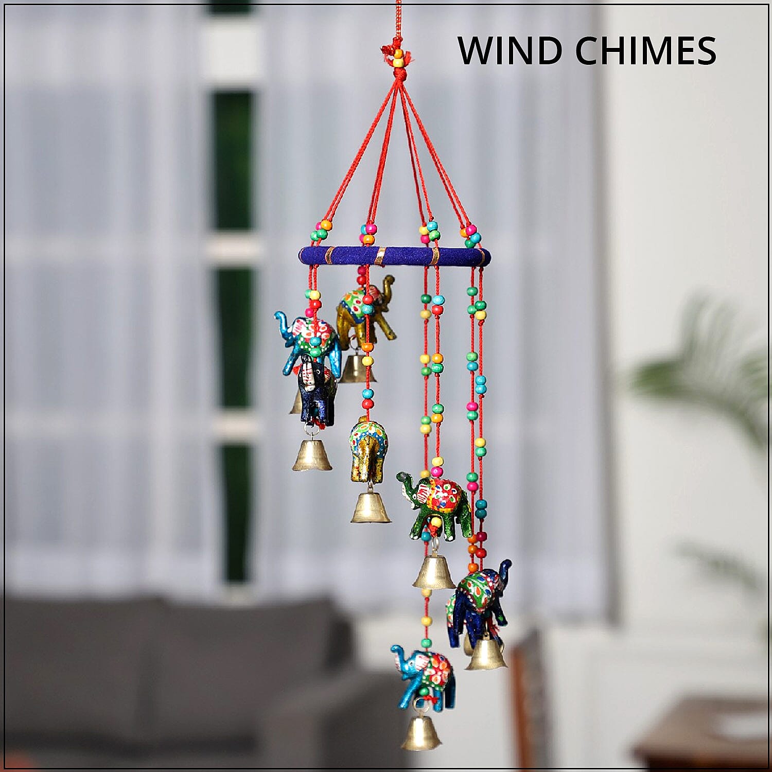 Handmade Multi Color Elephant Wind Chimes
