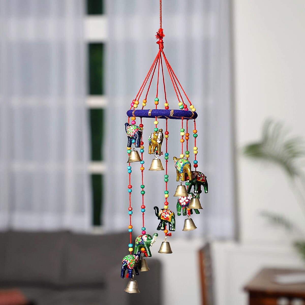 Handmade Multi Color Elephant Wind Chimes image number 3