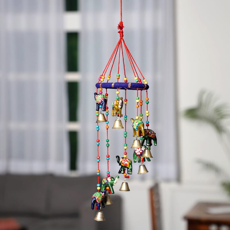 Handmade Multi Color Elephant Wind Chimes