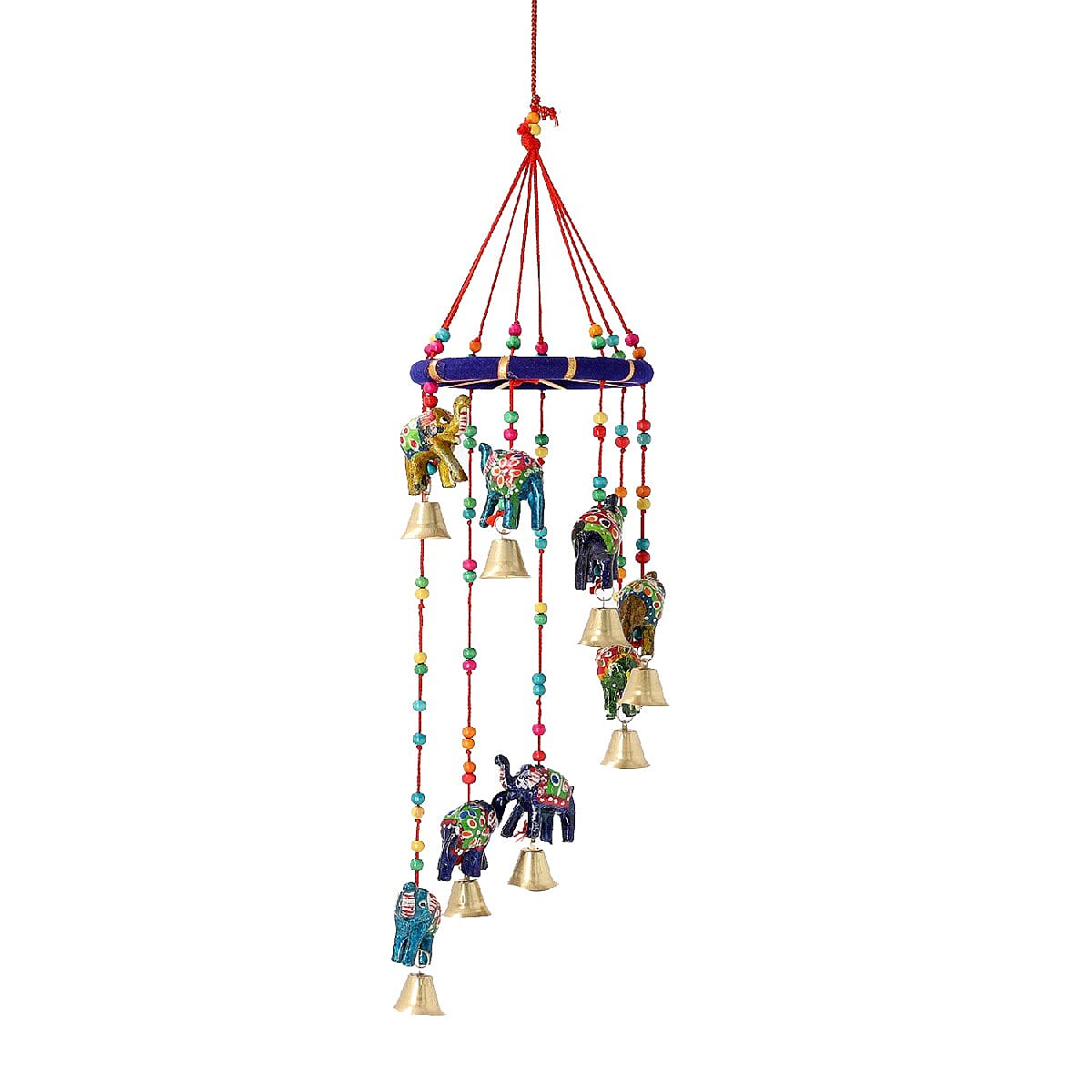 Handmade Multi Color Elephant Wind Chimes image number 4
