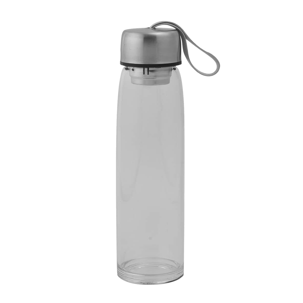 Silver Color Stainless Steel and Glass Elite Shungite Filter Infuser Water Bottle 16.9oz image number 0