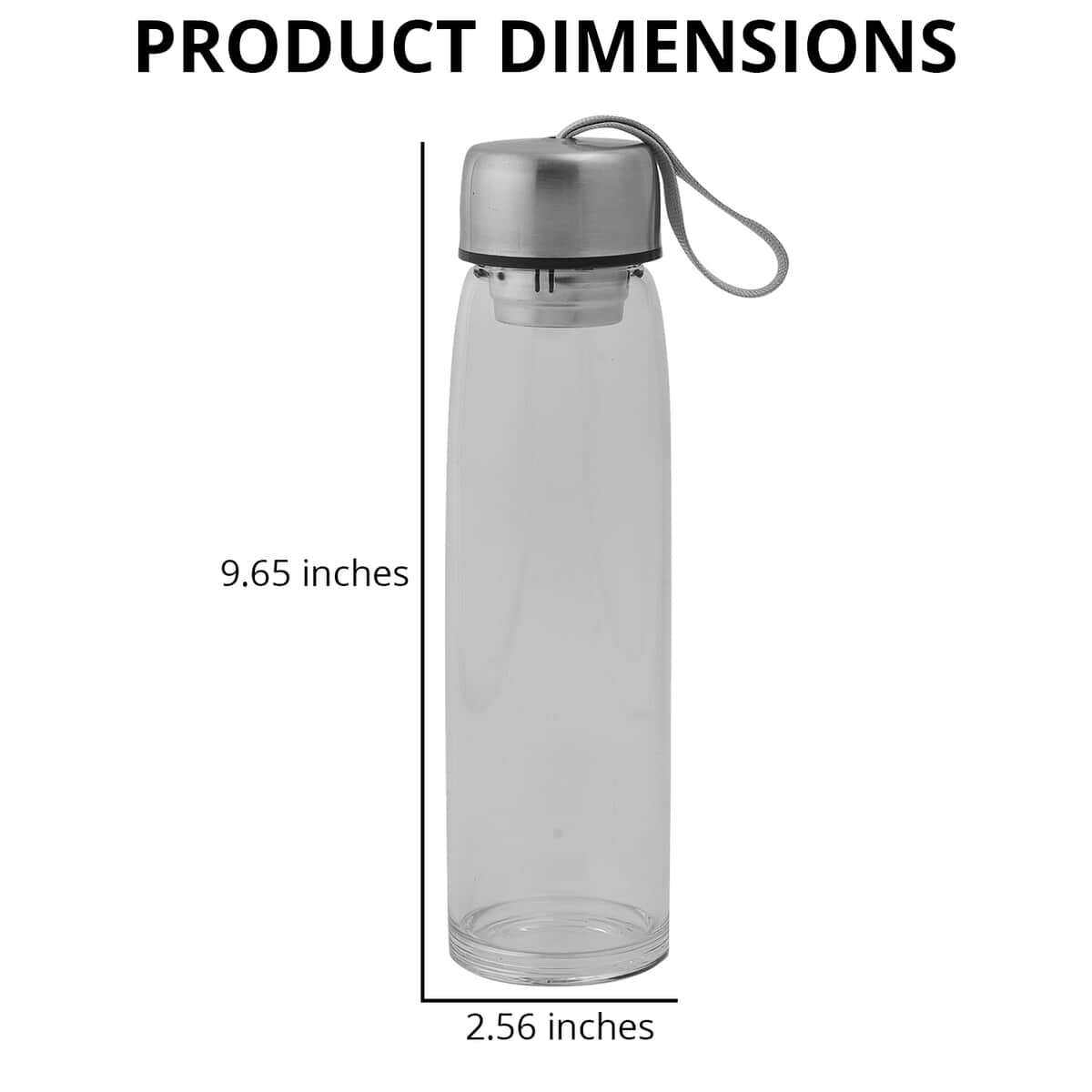 Silver Color Stainless Steel and Glass Elite Shungite Filter Infuser Water Bottle 16.9oz image number 3