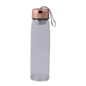Rose Gold Color Stainless Steel and Glass Elite Shungite Filter Infuser Water Bottle 16.9oz