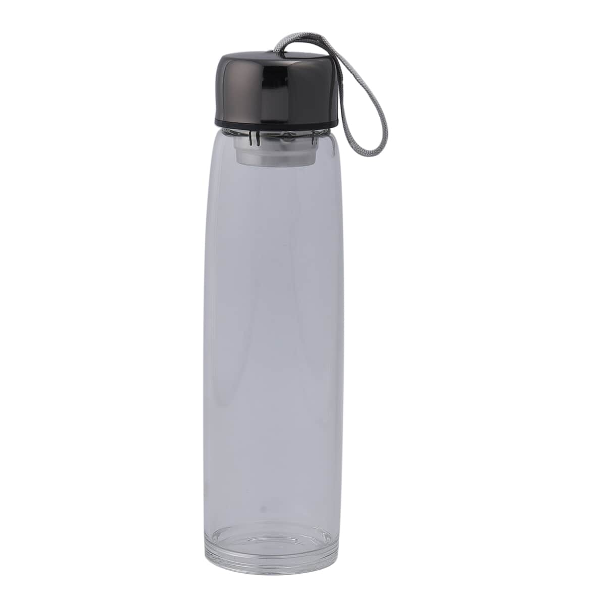 Gunmetal Color Stainless Steel and Glass Elite Shungite Filter Infuser Water Bottle 16.9oz image number 0