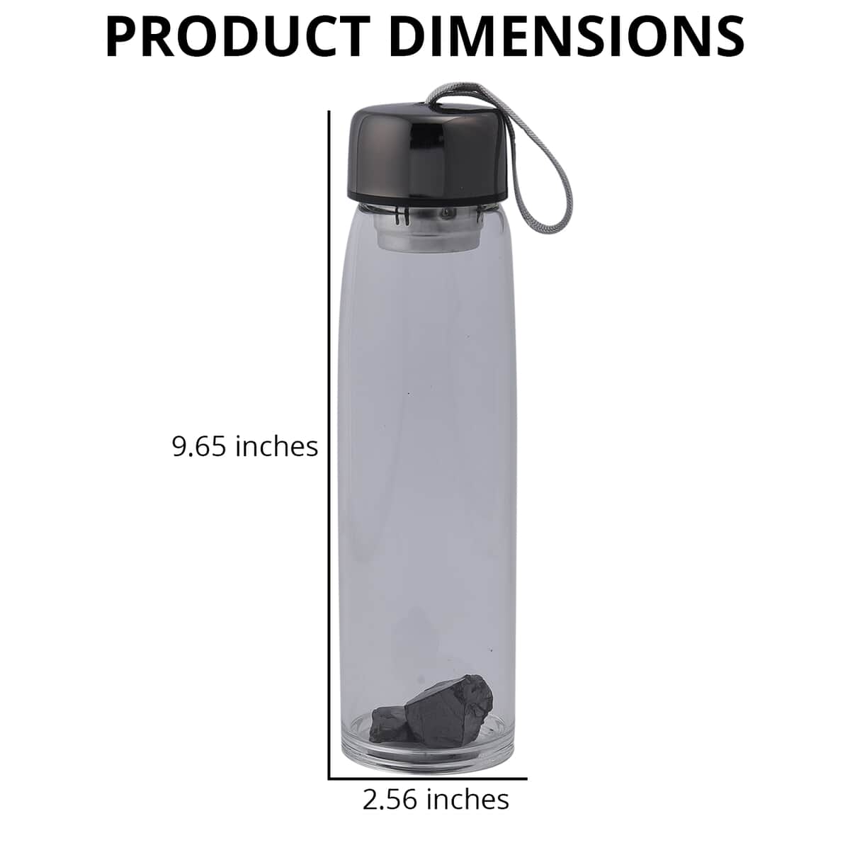 Gunmetal Color Stainless Steel and Glass Elite Shungite Filter Infuser Water Bottle 16.9oz image number 3