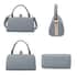 Gray Faux Leather Middle Size Tote Bag with Handle Drop and Shoulder Strap image number 2