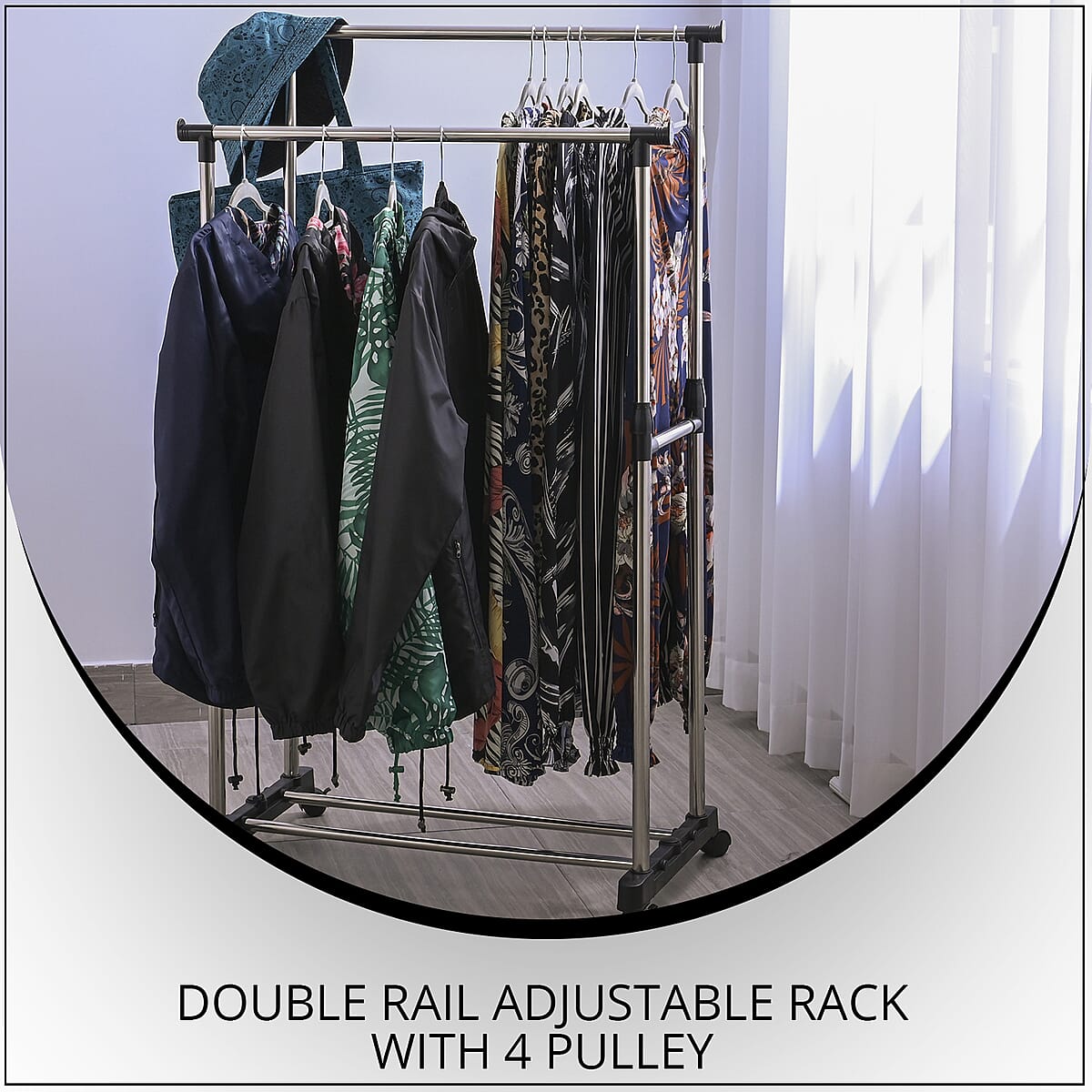 Buy Double Rail Adjustable Rack with 4 Pulley at ShopLC.