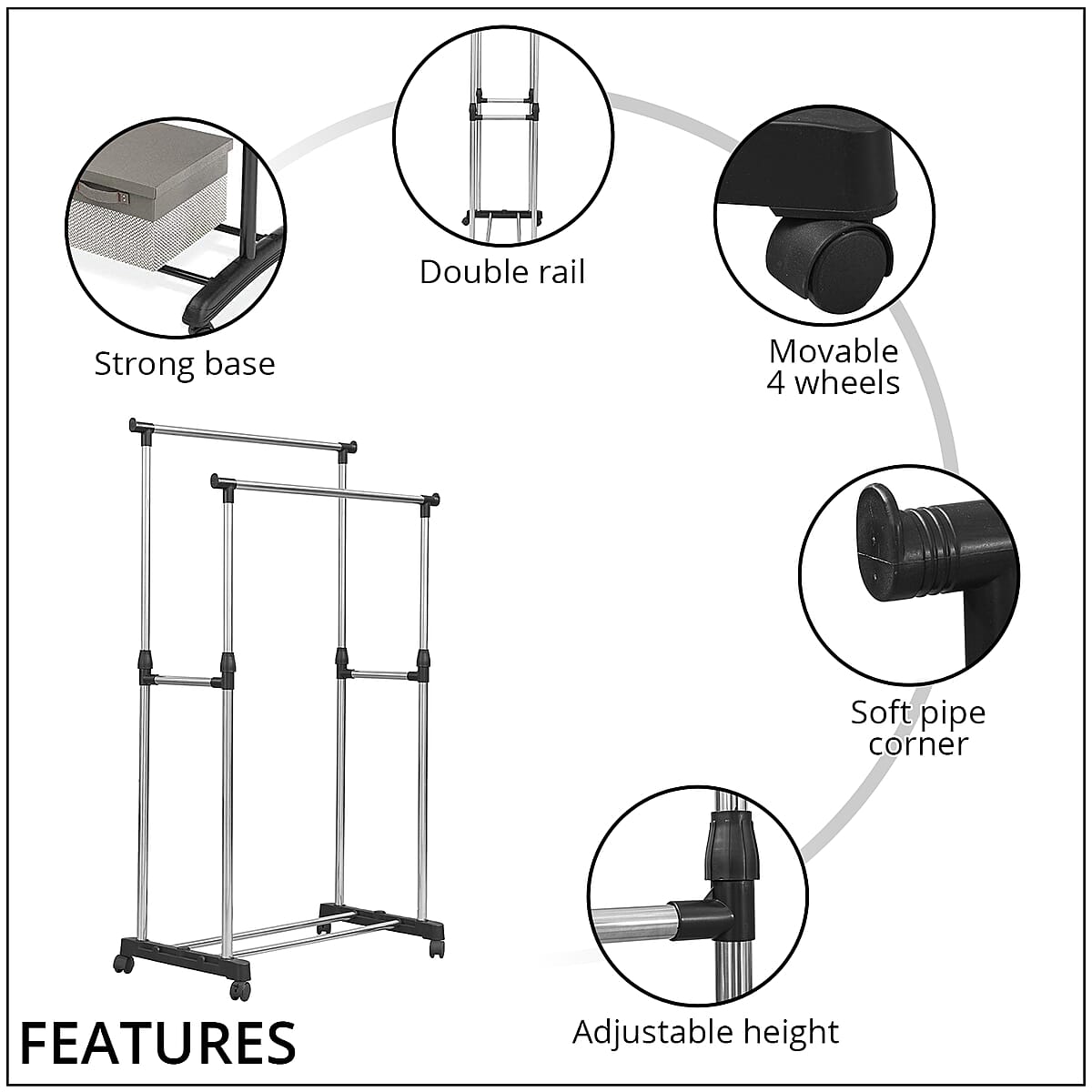 Double Rail Adjustable Rack with 4 Pulley image number 2