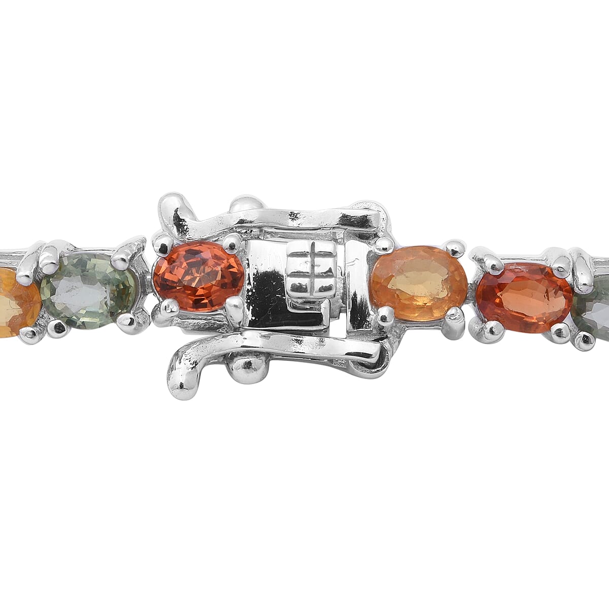 Premium Multi Sapphire Tennis Bracelet in Platinum Over Sterling Silver (7.25 In) 9 Grams 10.10 ctw image number 1