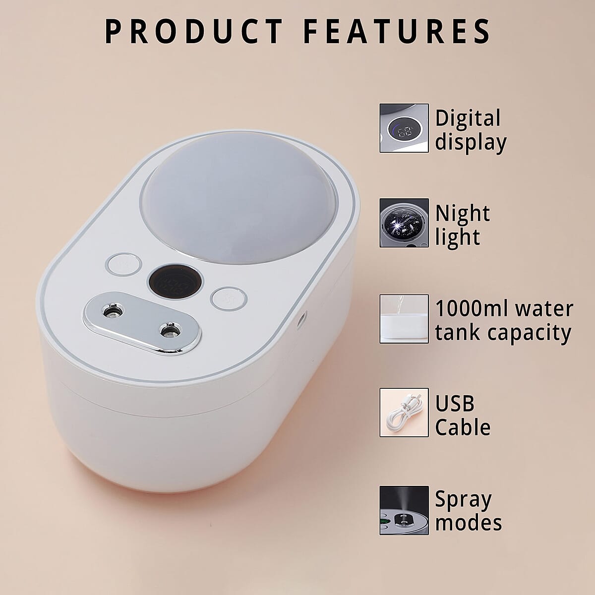 The 5th Season Double Spray Humidifier with Ceiling Projection in White with Lavender Essential Oil image number 2