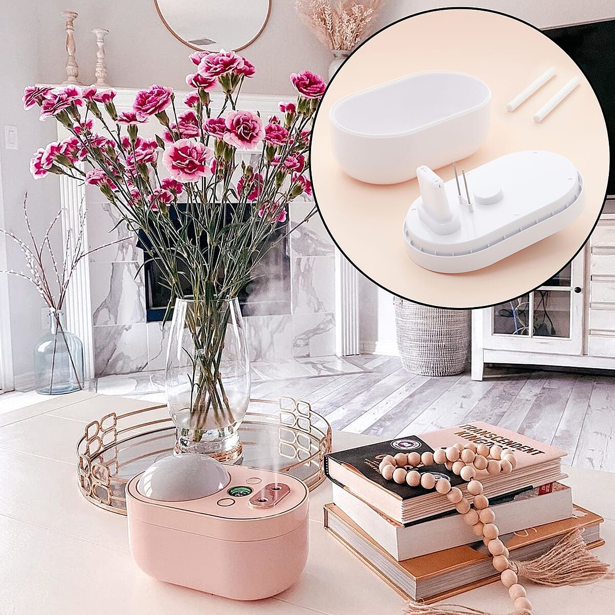 The 5th Season Double Spray Humidifier with Ceiling Projection in White with Lavender Essential Oil image number 4