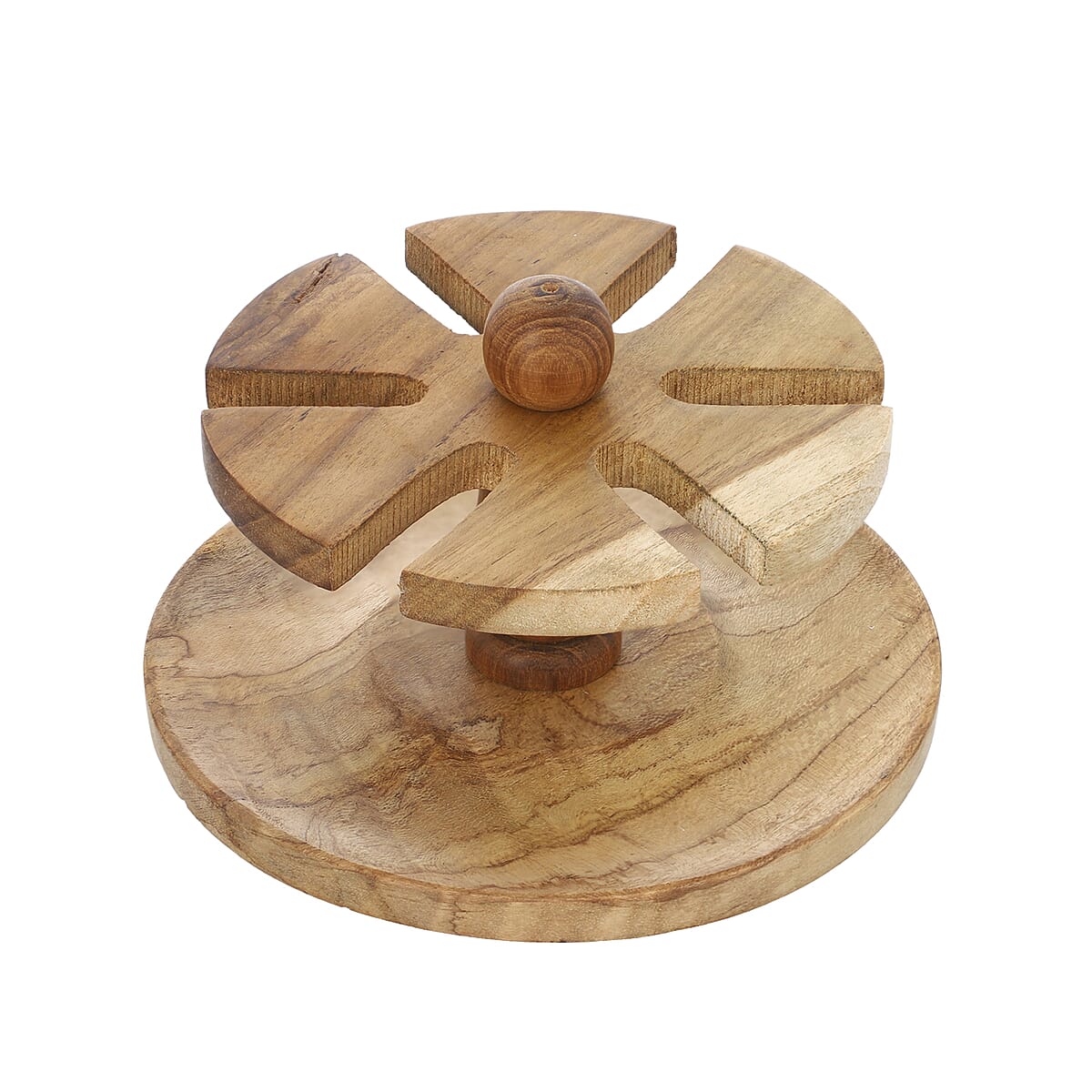 Set of 6 Handcrafted Teak Wooden Coasters  with Hand Carved Stand image number 5