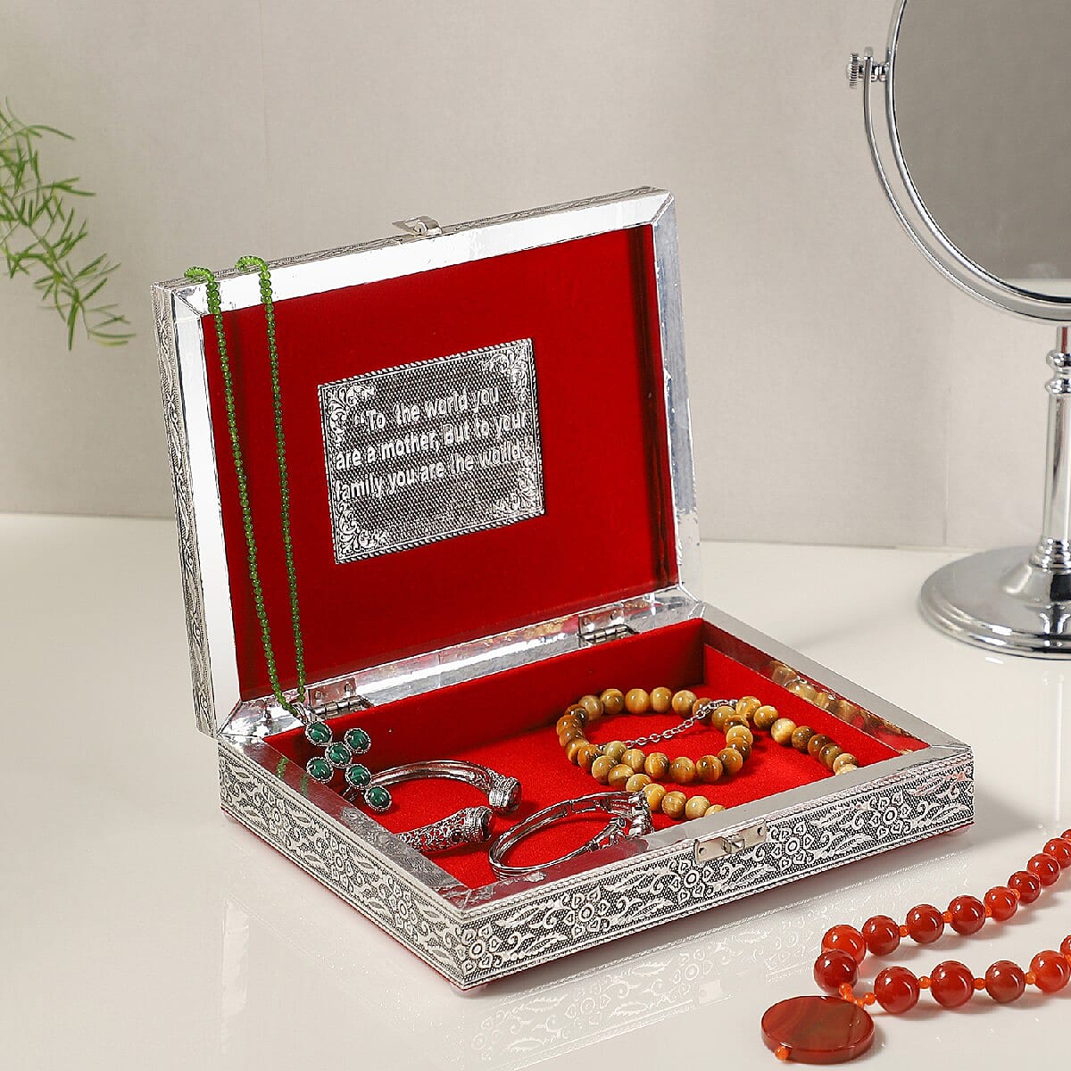 Handcrafted Horse and Baby Pattern Carved Oxidized Storage Box image number 1