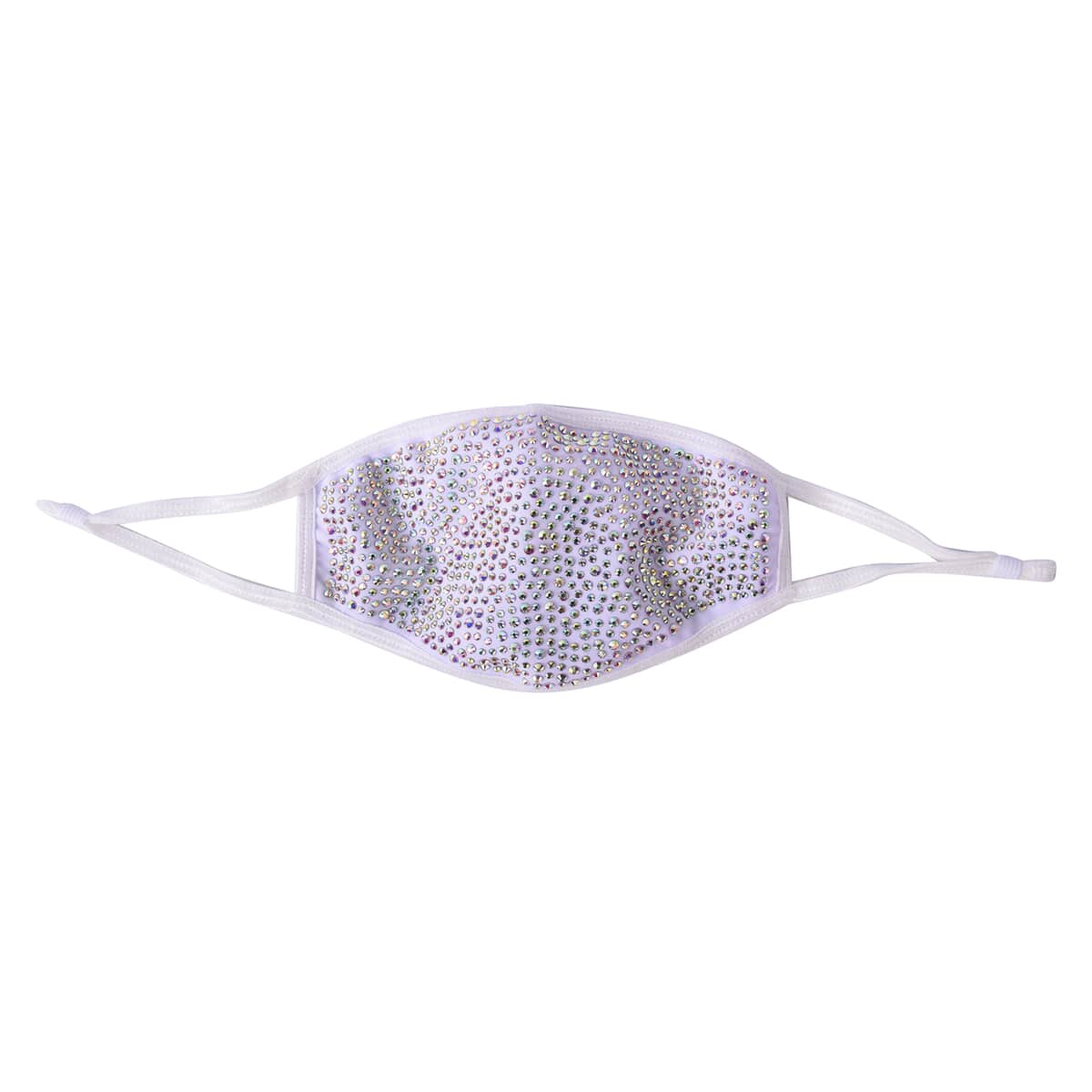 White with Sparkling Color Crystals Rhinestone 2 Ply Fashion Mask (Non-Returnable) image number 0