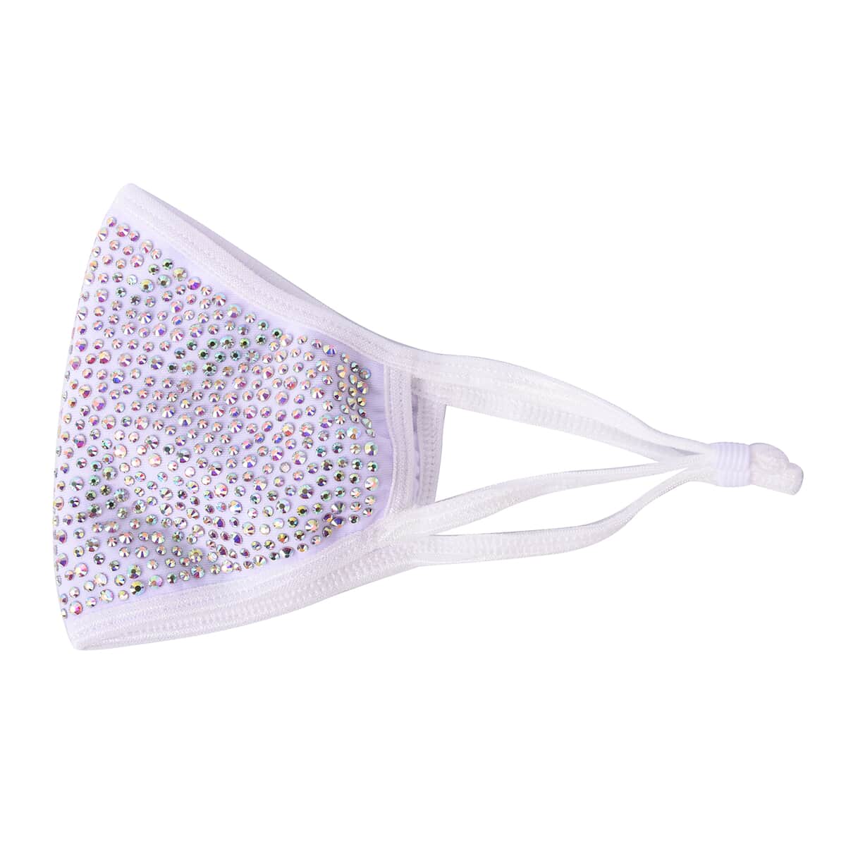 White with Sparkling Color Crystals Rhinestone 2 Ply Fashion Mask (Non-Returnable) image number 1