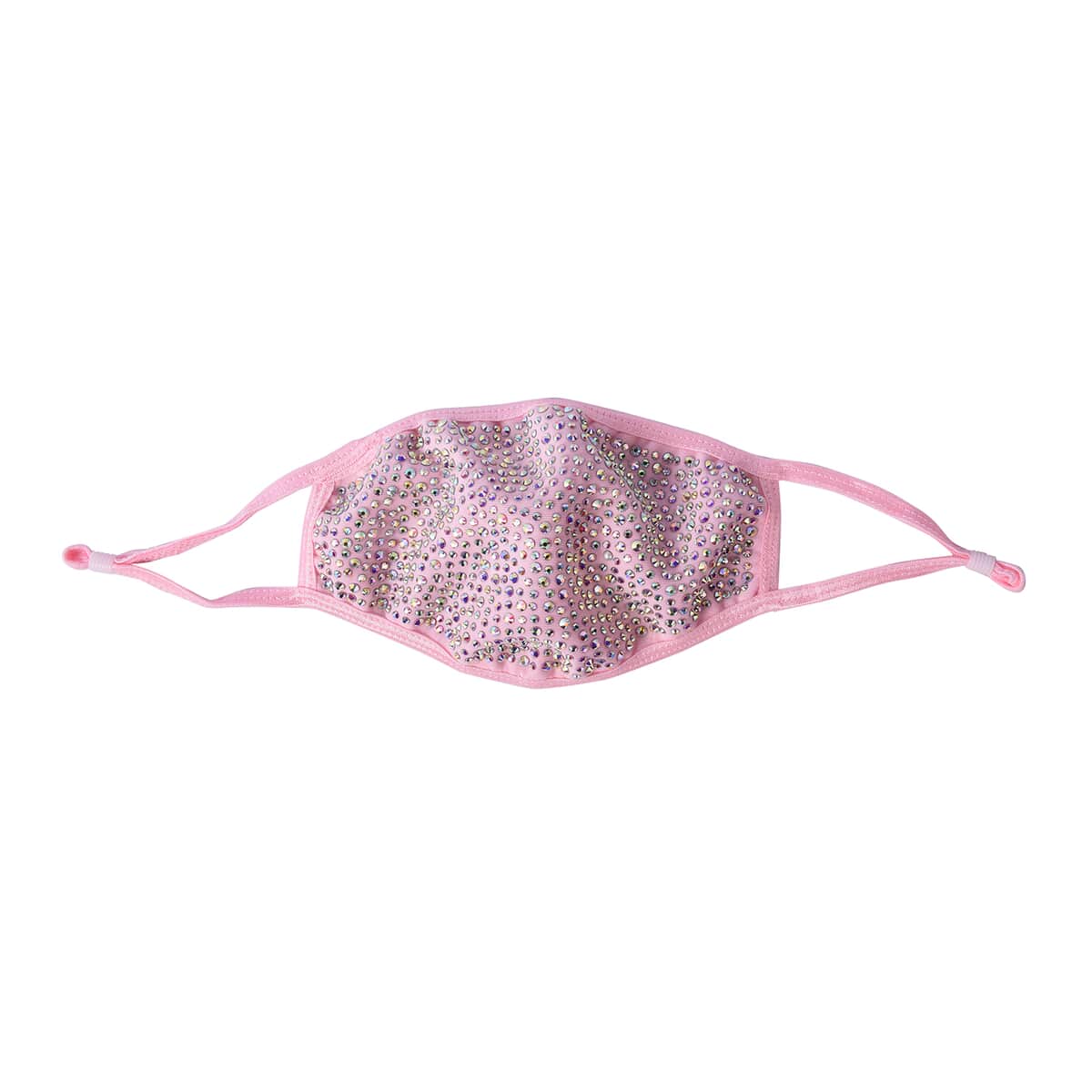 Pink with Sparkling Color Crystals Rhinestone 2 Ply Fashion Mask (Non-Returnable) image number 0