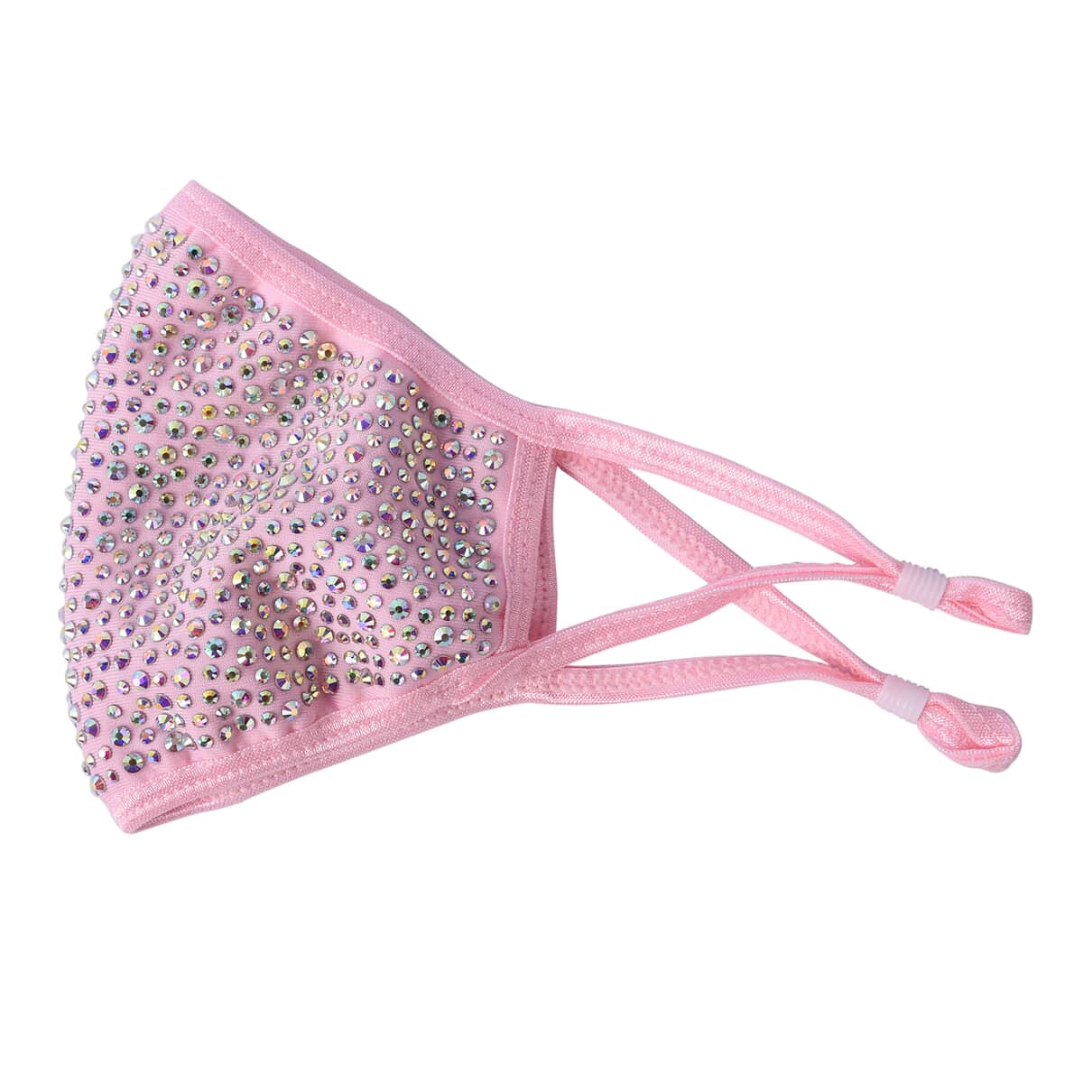 Pink with Sparkling Color Crystals Rhinestone 2 Ply Fashion Mask (Non-Returnable) image number 1