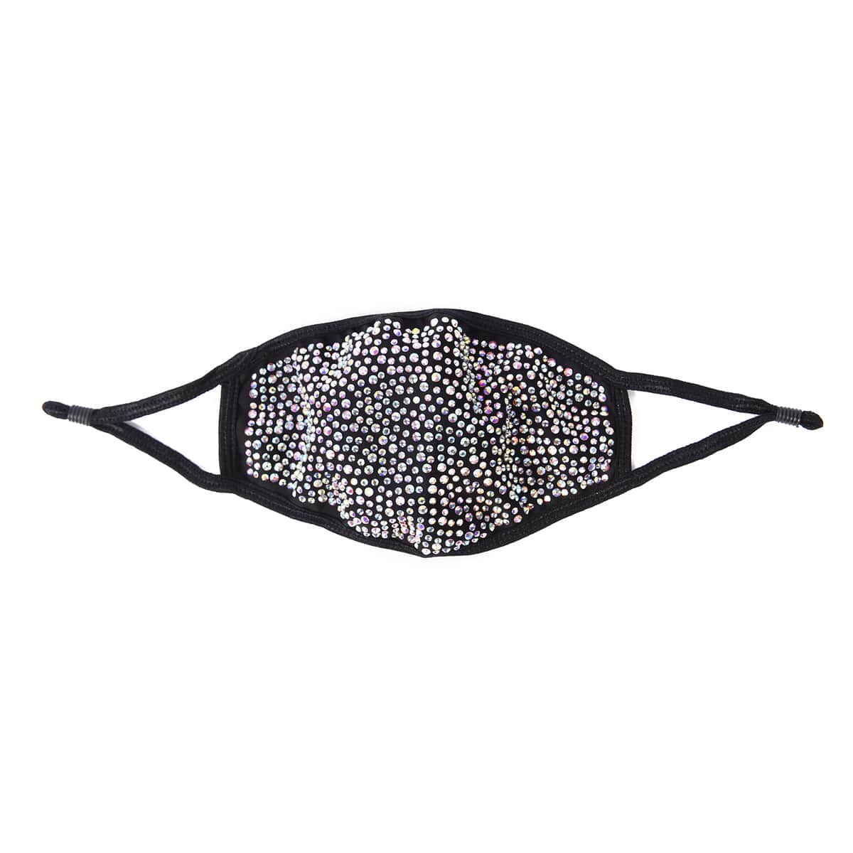 Black with Sparkling Color Crystals Rhinestone 2 Ply Fashion Mask (Non-Returnable) image number 0