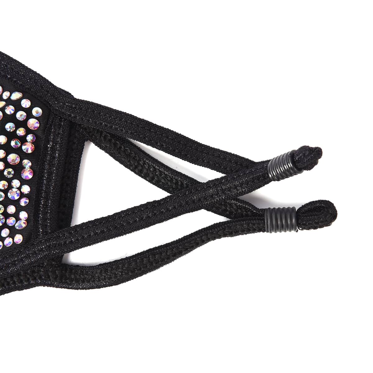 Black with Sparkling Color Crystals Rhinestone 2 Ply Fashion Mask (Non-Returnable) image number 2