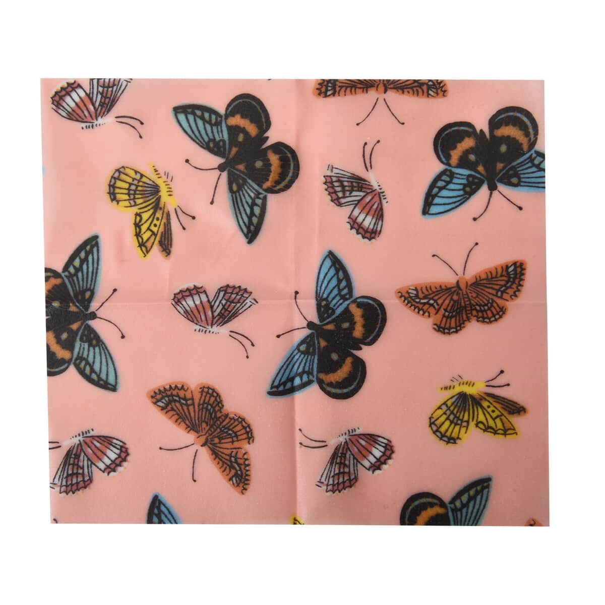 Set of 5 Beige and Pink Reusable Beeswax Butterfly Pattern Wrap image number 4