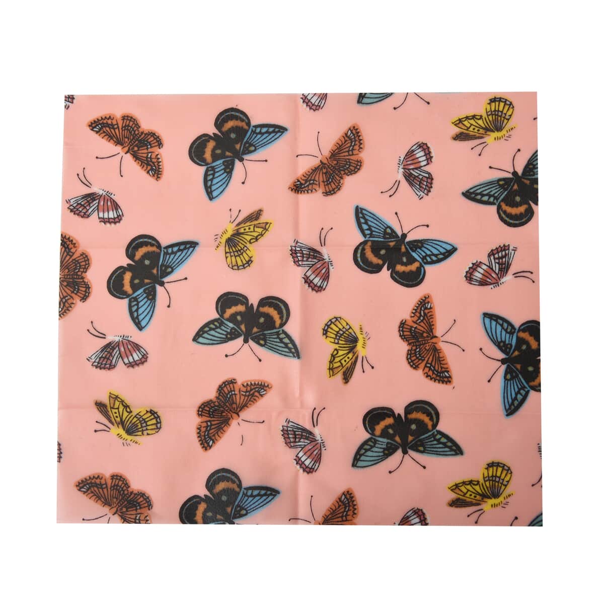 Set of 5 Beige and Pink Reusable Beeswax Butterfly Pattern Wrap image number 5