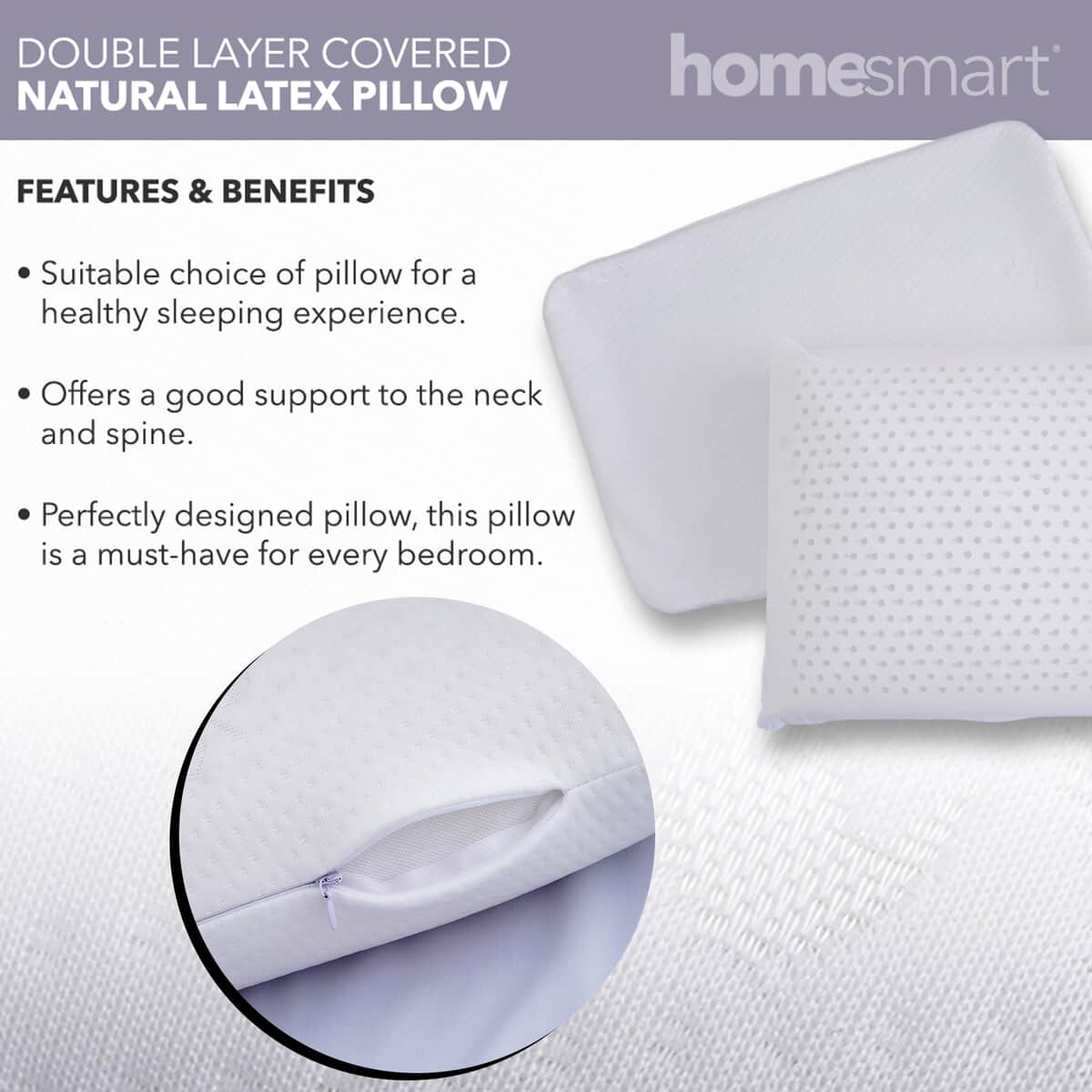 Homesmart Double Layer Covered Natural Latex Pillow image number 1