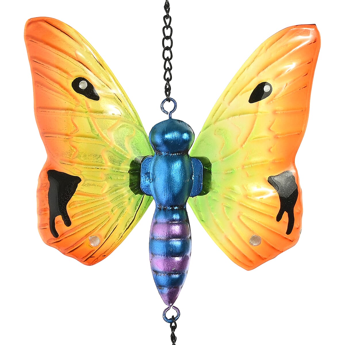 Multi Color with Red Butterfly Pattern Spiral Wind Chime image number 1