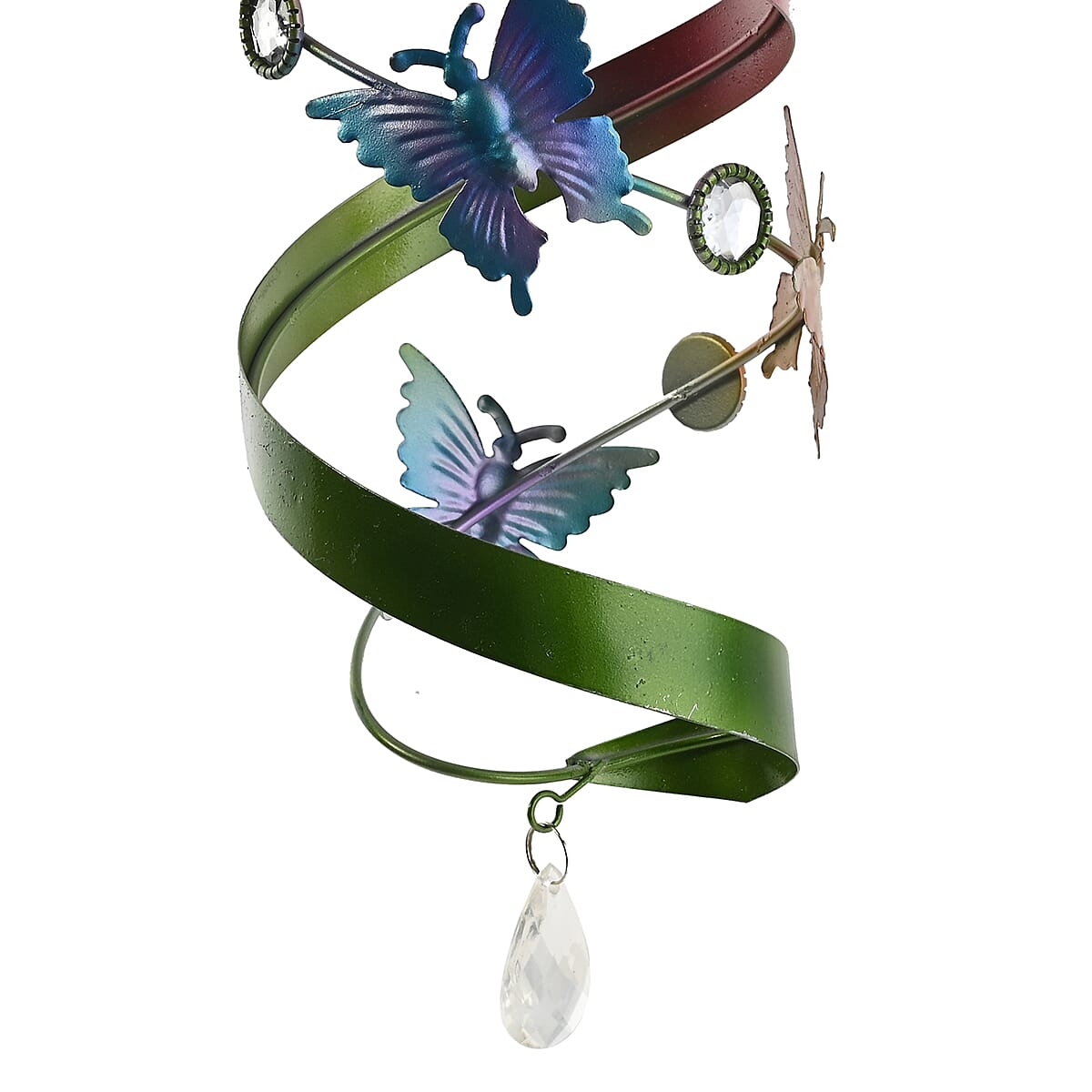Multi Color with Red Butterfly Pattern Spiral Wind Chime image number 2