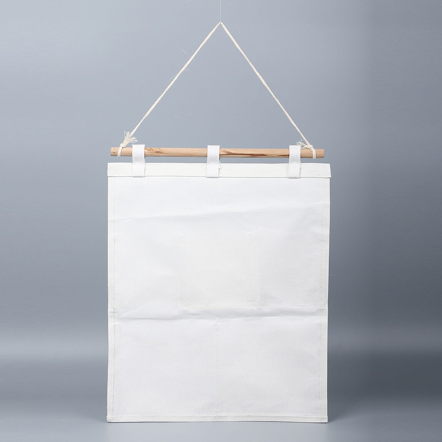 Set of 2 White & Blue Stripe Pattern Hanging Storage Bag Organizer