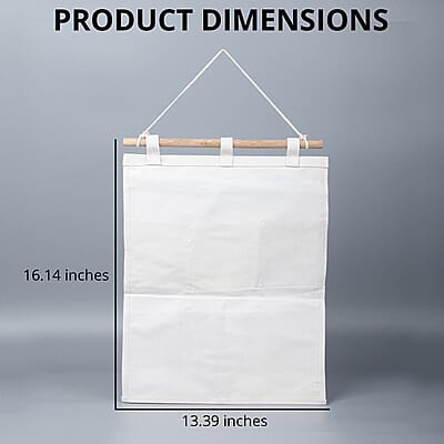 Set of 2 White & Red Stripe Pattern Hanging Storage Bag Organizer