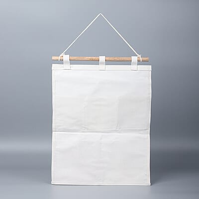 Set of 2 White & Red Stripe Pattern Hanging Storage Bag Organizer