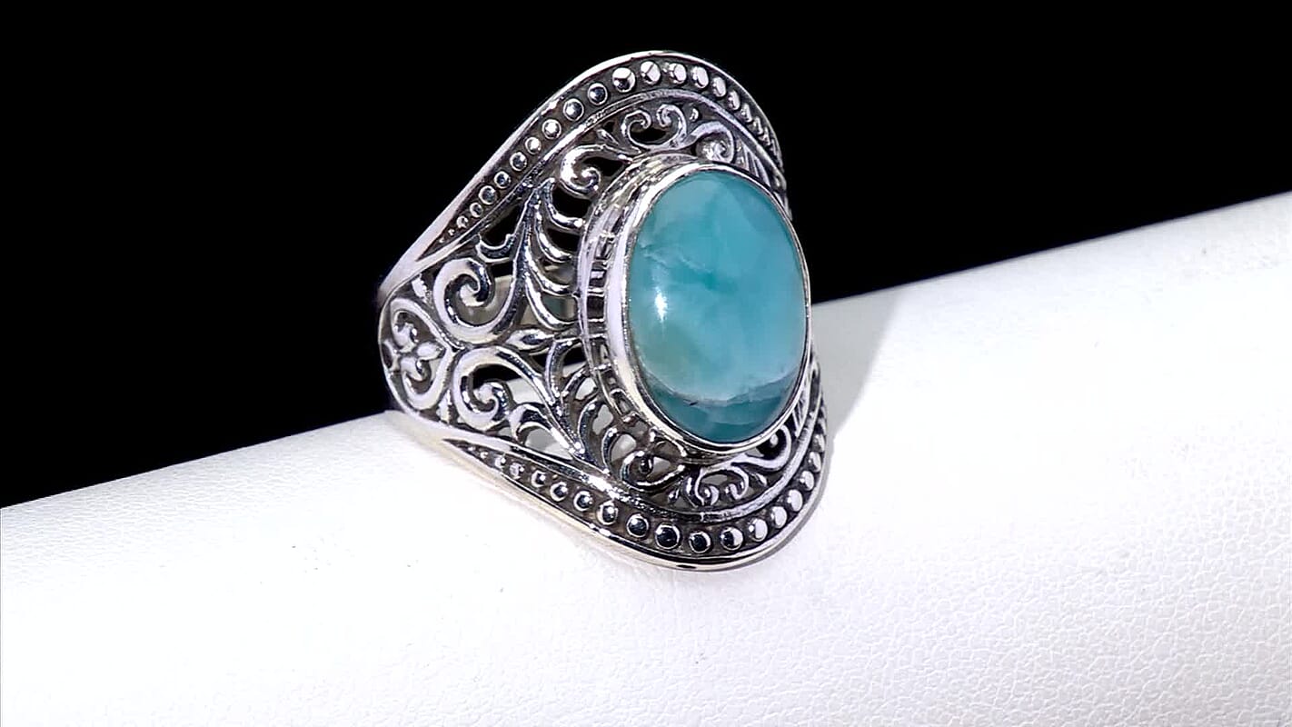 Bali Legacy Larimar Ring in Sterling Silver (Size 10.0) 6.10 ctw