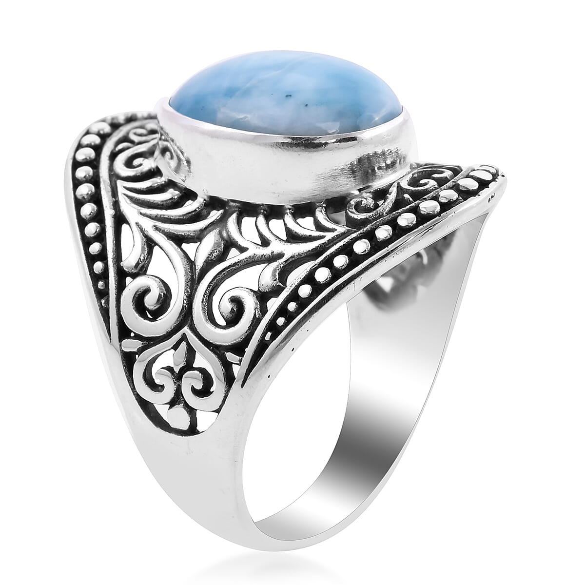 Bali Legacy Larimar Ring in Sterling Silver (Size 10.0) 6.10 ctw image number 3