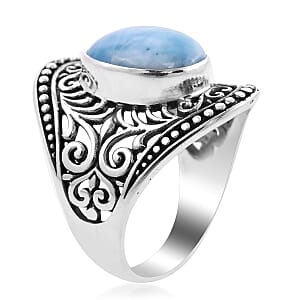 Bali Legacy Larimar Ring in Sterling Silver (Size 10.0) 6.10 ctw
