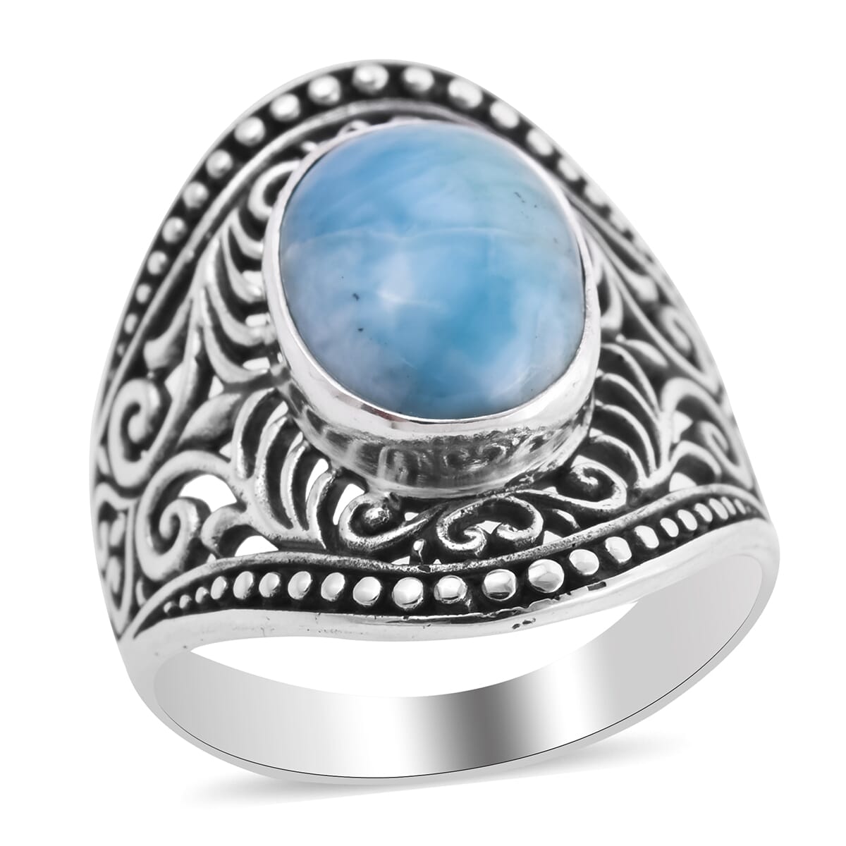 Bali Legacy Larimar Ring in Sterling Silver (Size 6.0) 6.10 ctw image number 0