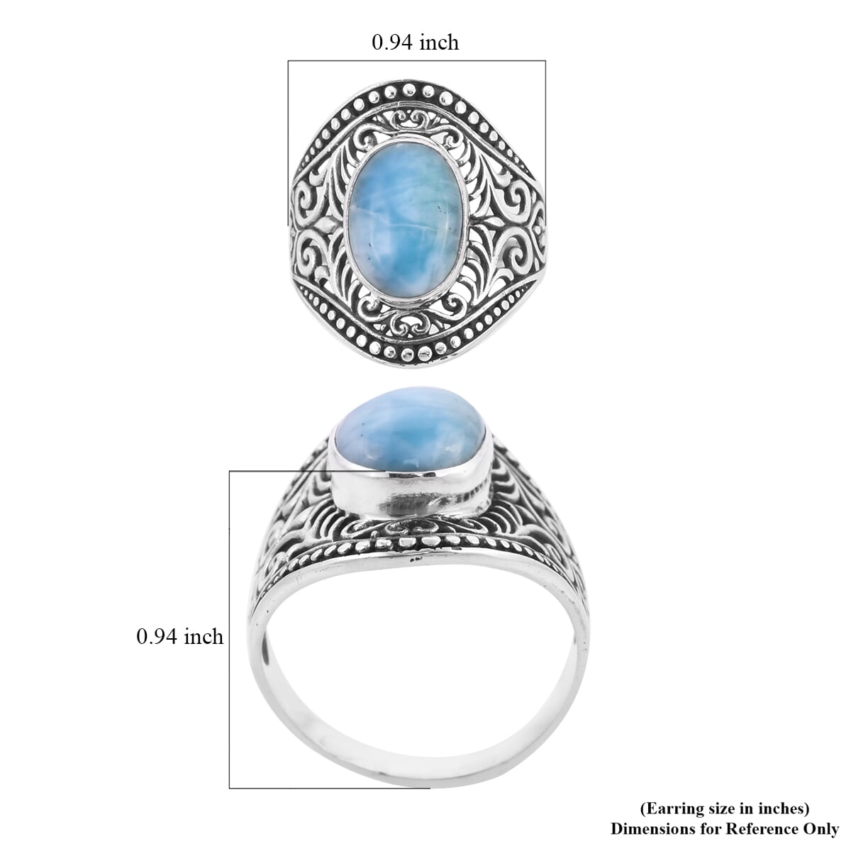 Bali Legacy Larimar Ring in Sterling Silver (Size 6.0) 6.10 ctw image number 5