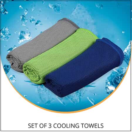 Homesmart Set of 3 Multi Color Solid 45% Polyester & 55% Nylon Cooling Towels image number 1