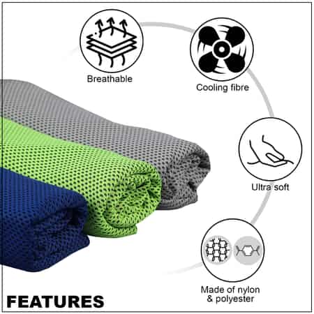 Homesmart Set of 3 Multi Color Solid 45% Polyester & 55% Nylon Cooling Towels image number 2