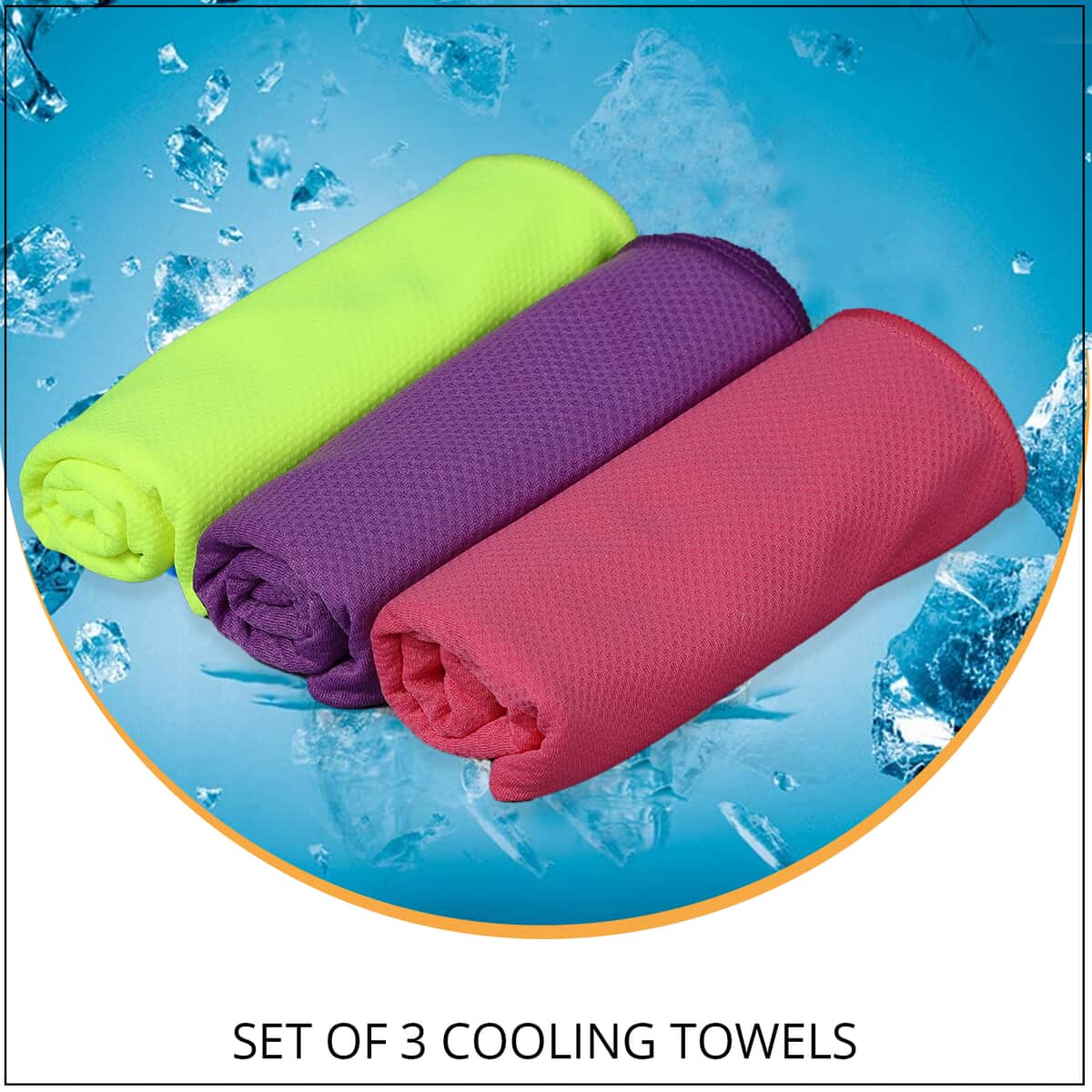 Homesmart Set of 3 Multi Color Solid 45% Polyester & 55% Nylon Cooling Towels image number 1