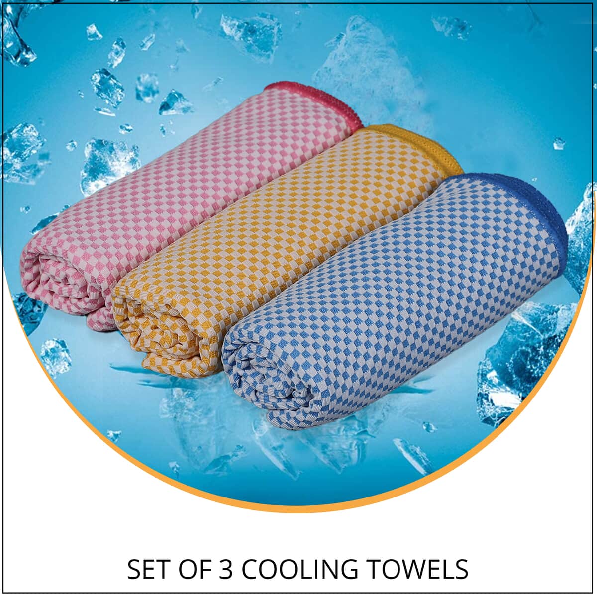 Homesmart Set of 3 Multi Color Checker Pattern 45% Polyester & 55% Nylon Cooling Towels image number 1