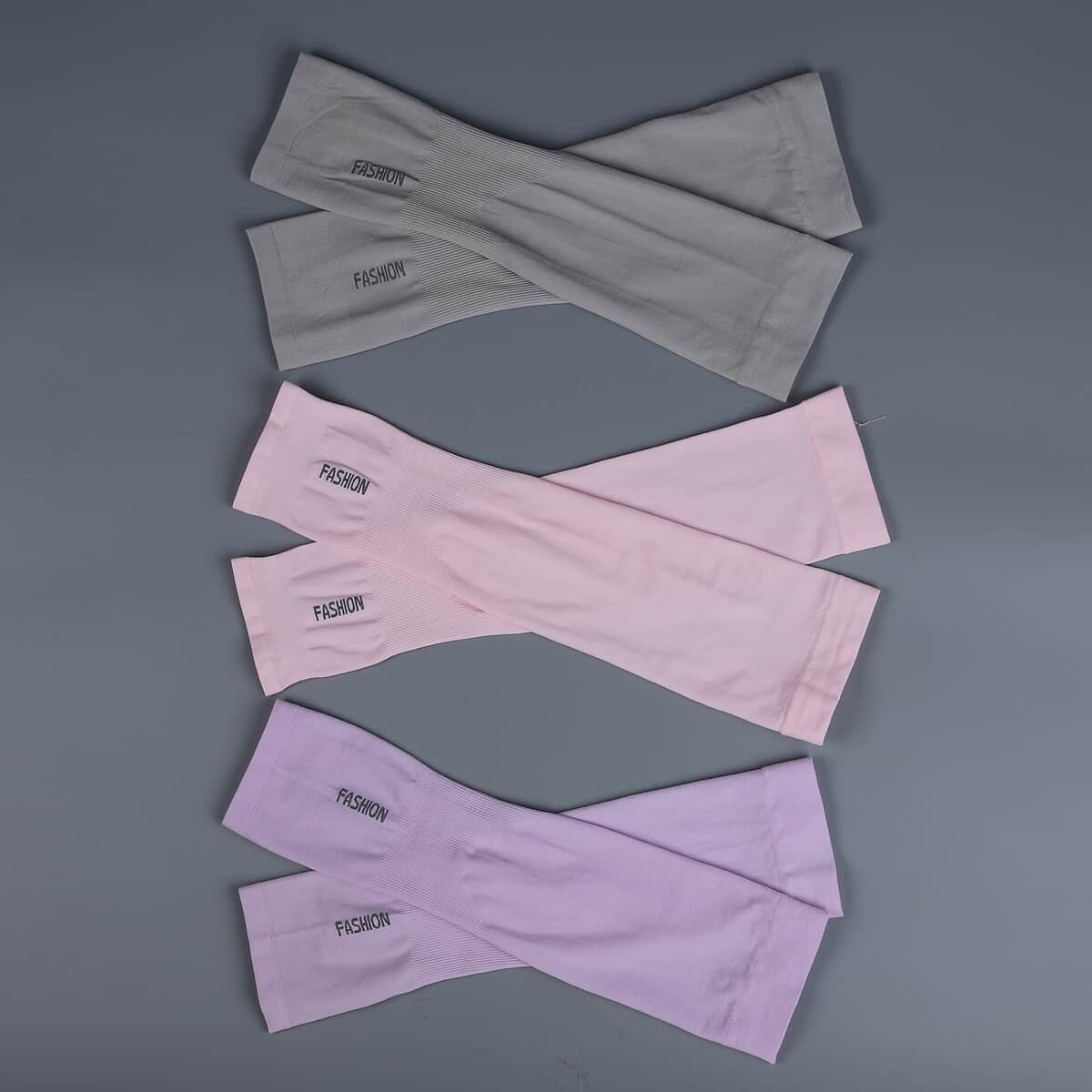 HOMESMART Set of 3 Pairs Pink, Purple and Gray Cooling Sleeves (90%Polyamide and 10% Spandex) , Colling Hand Sleeves , UV Protection Sleeves , Arm Sleeves for Sun Protection image number 0