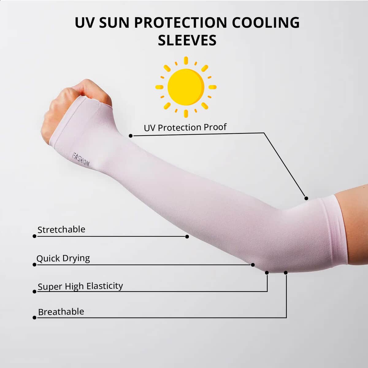 HOMESMART Set of 3 Pairs Pink, Purple and Gray Cooling Sleeves (90%Polyamide and 10% Spandex) , Colling Hand Sleeves , UV Protection Sleeves , Arm Sleeves for Sun Protection image number 2