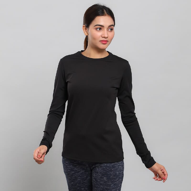 JOVIE Black Polyester Long Sleeve T-Shirt- L