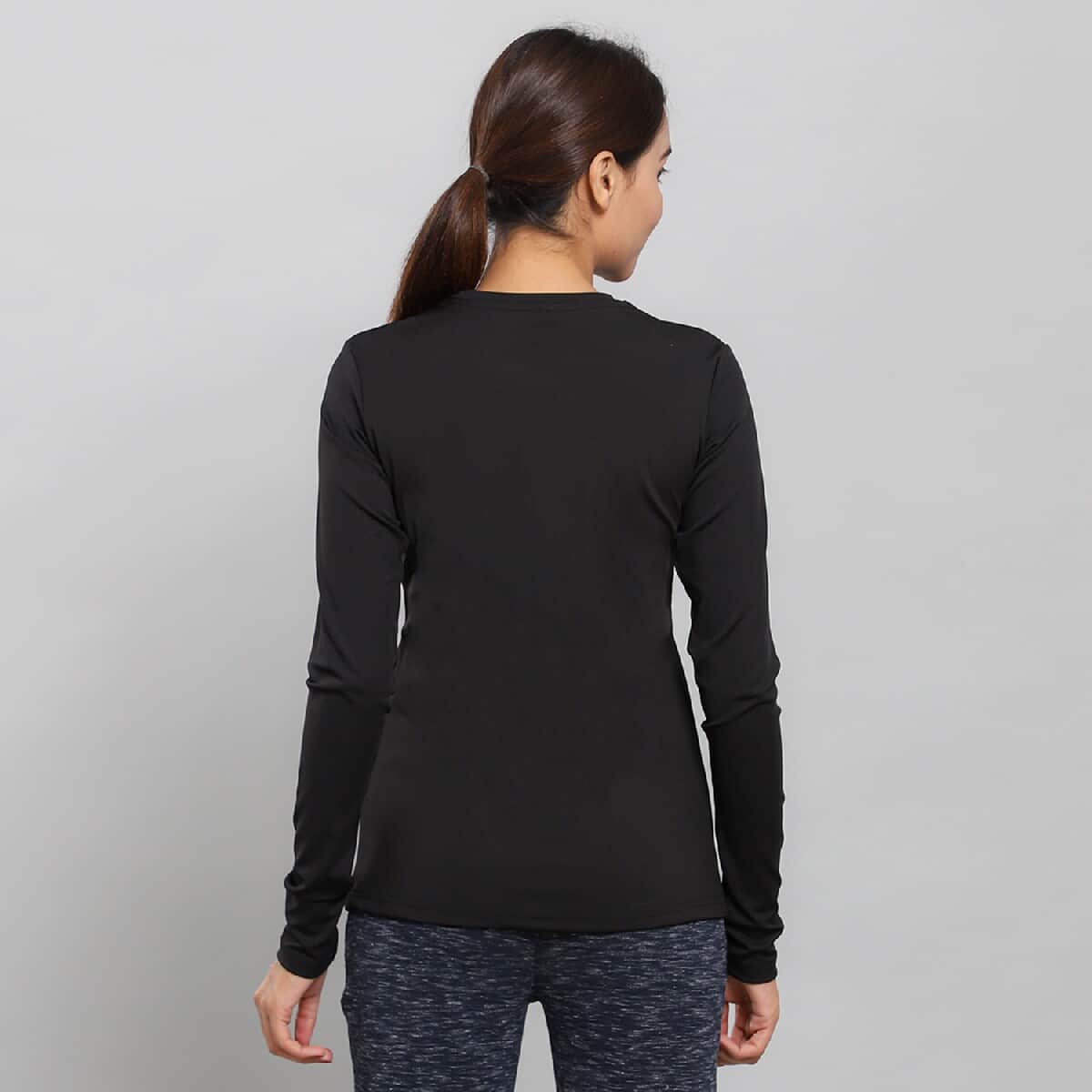 JOVIE Black 90% Polyester & 10% Spandex Long Sleeve T-Shirt- L image number 2