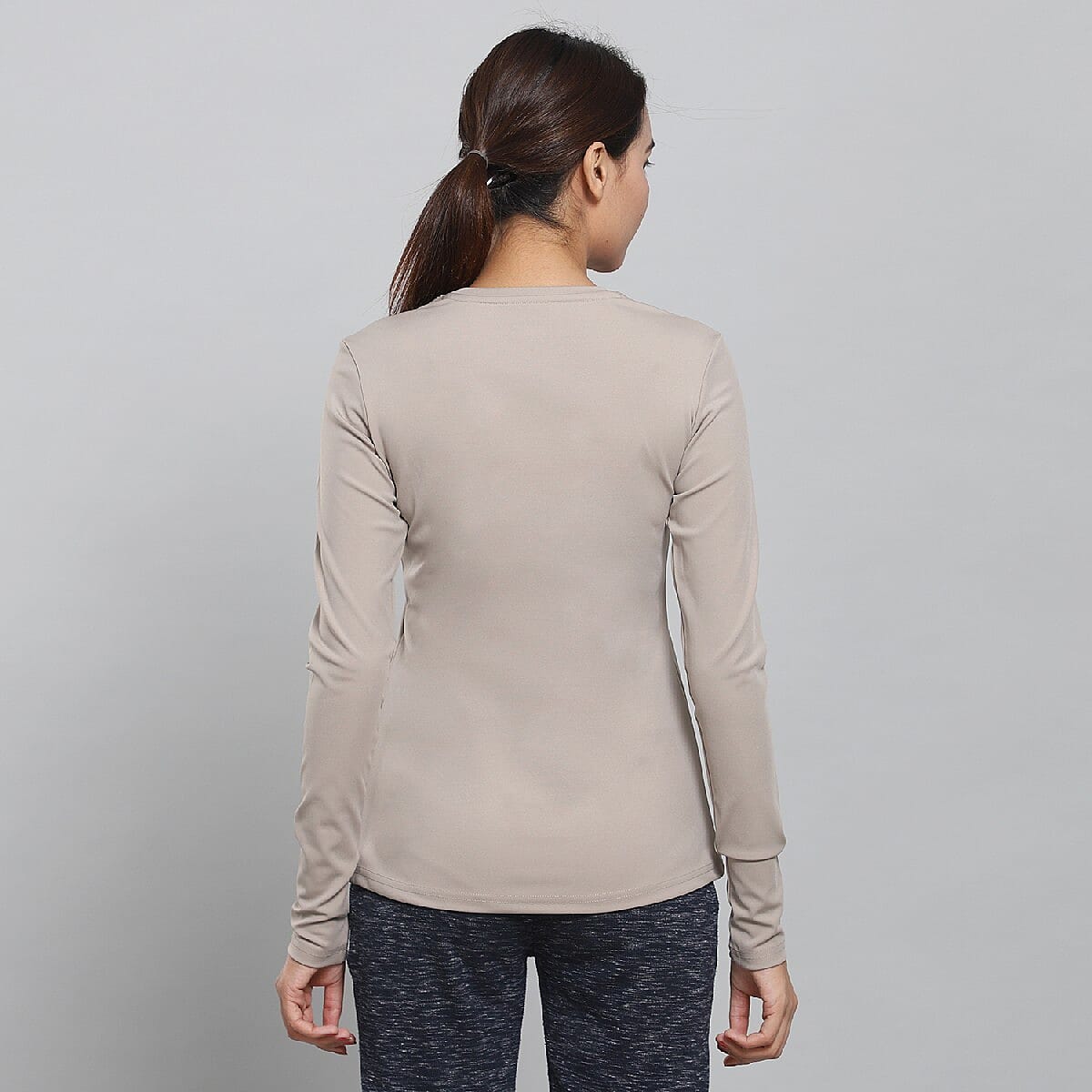 JOVIE Gray Polyester Long Sleeve T-Shirt- 1X image number 2